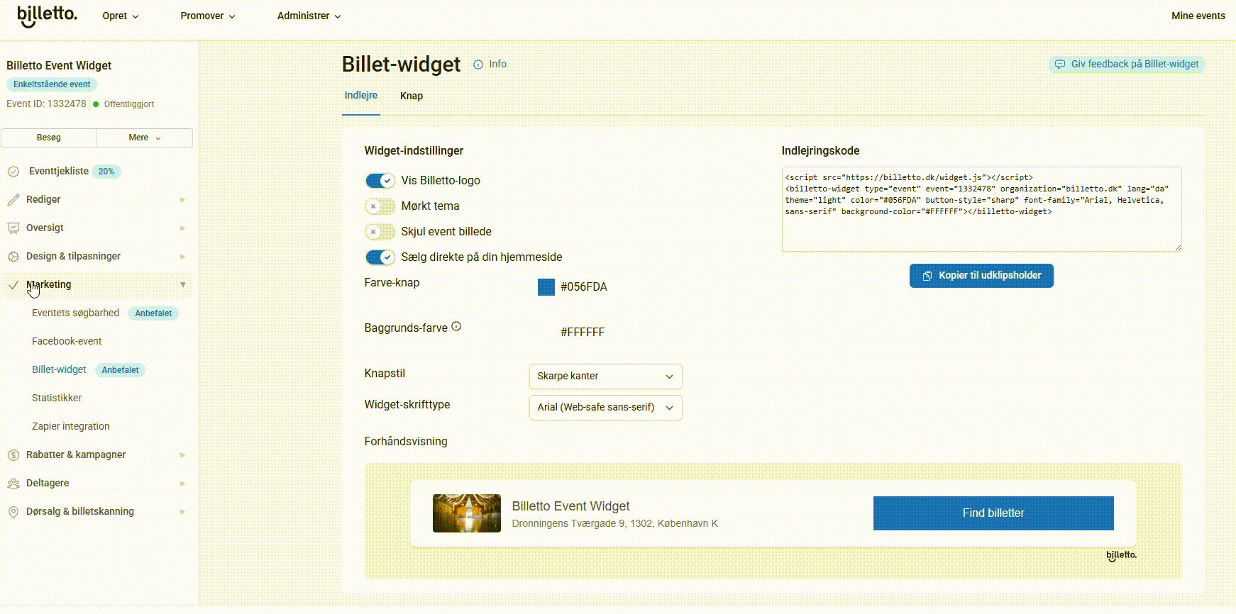Optagelse En knap DK
