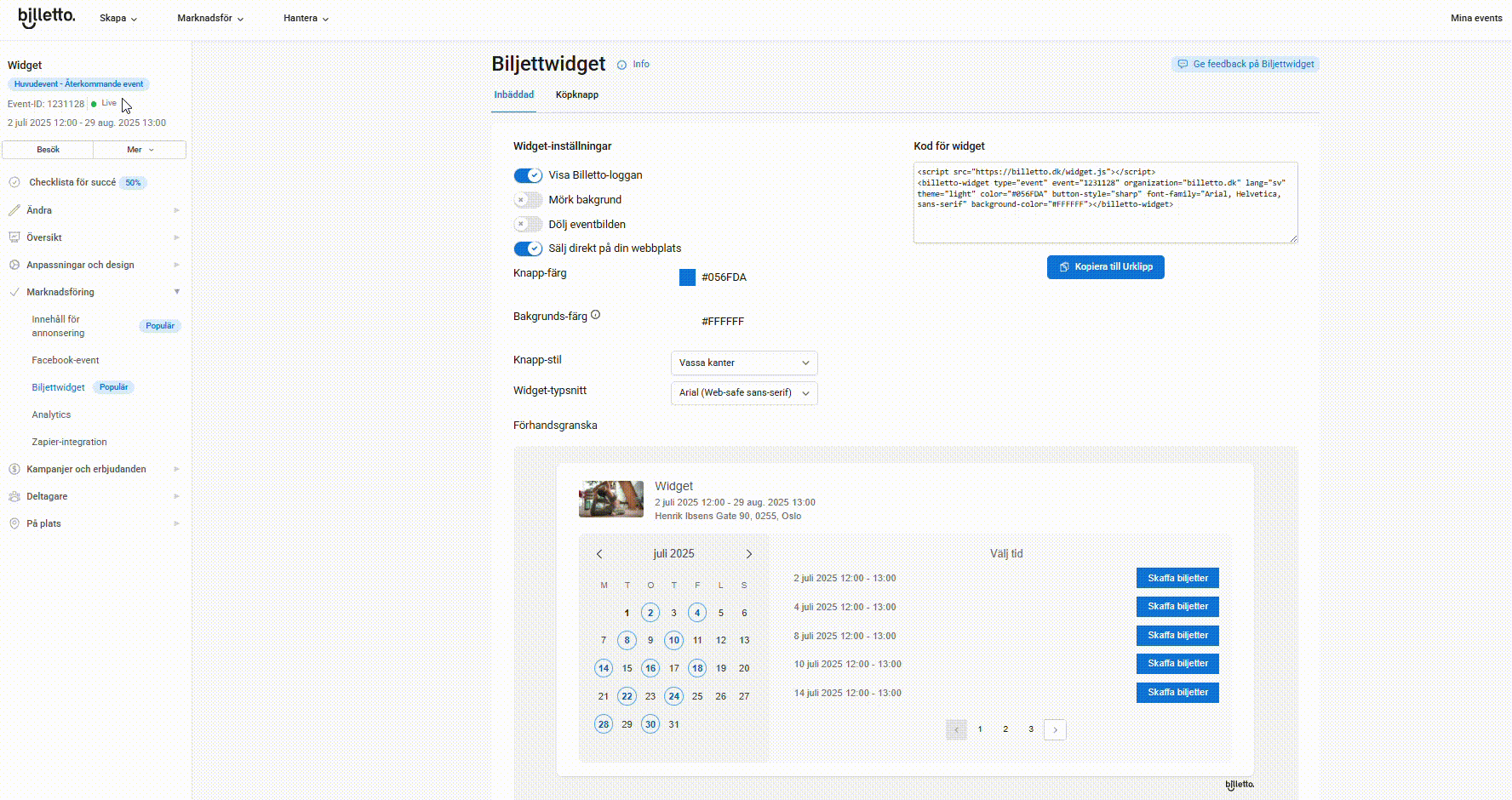 Optagelse Widget Reccuring SE