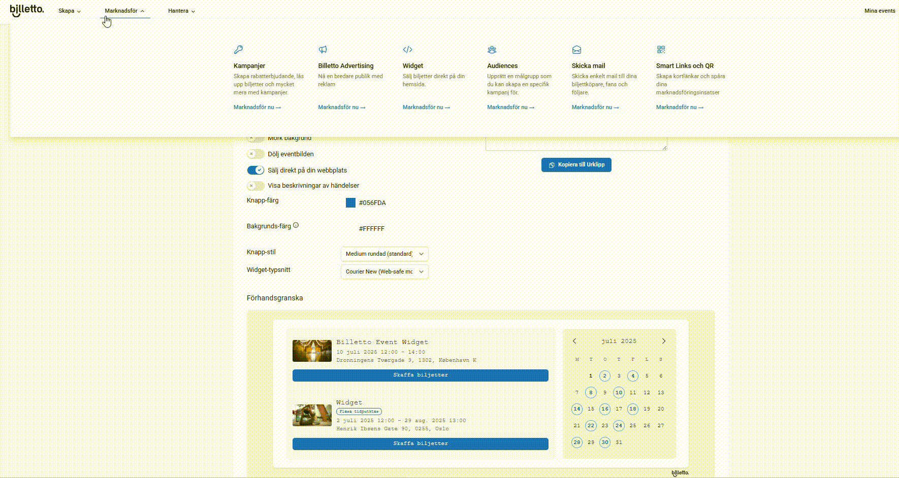Optagelse Widget account SE