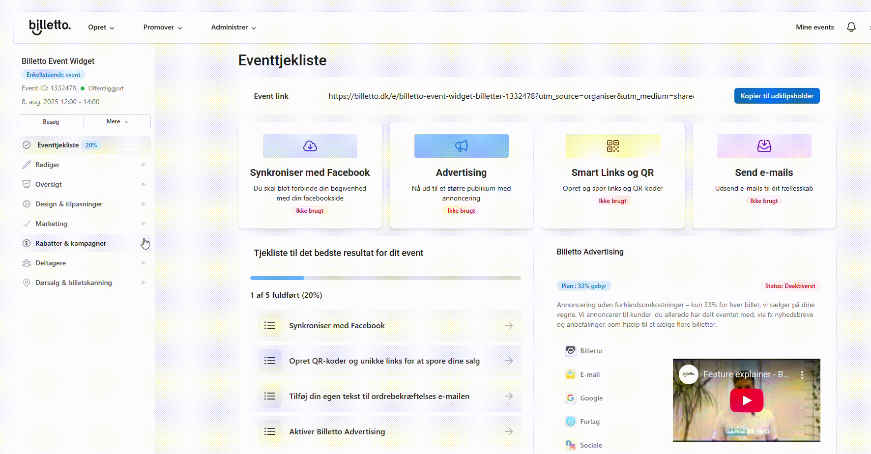Optagelse one pager kampagne early bird