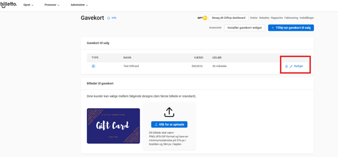 giftcard delet DK