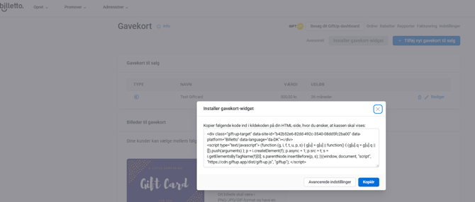 giftcard widget code DK