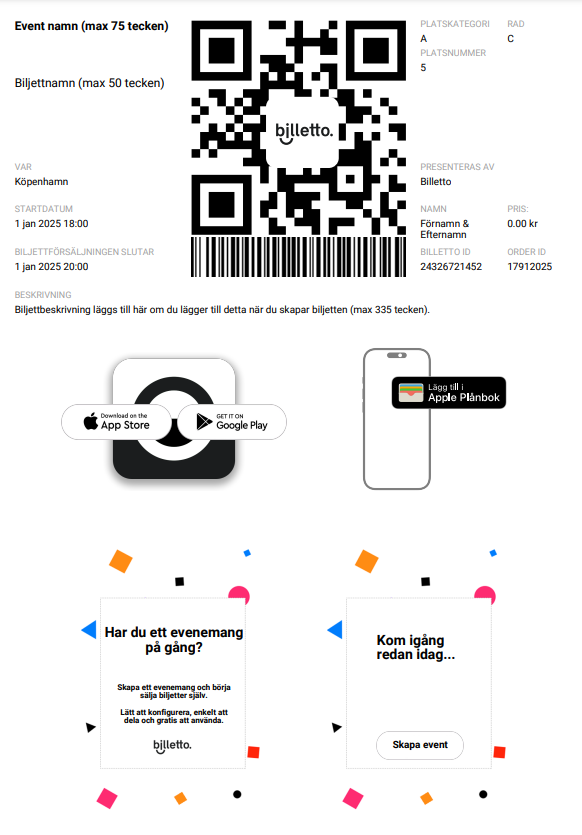 new ticket layout seating swe